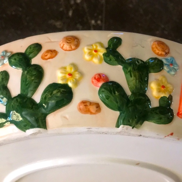 Southwest 6-Piece Glazed Ceramic Chip & Dip Large Serving Set - Picture 6 of 17